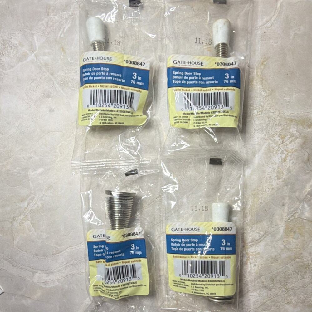 Gatehouse 3in Spring Door Stop Satin Nickel Screw-In 4 Pack MPN 0308847